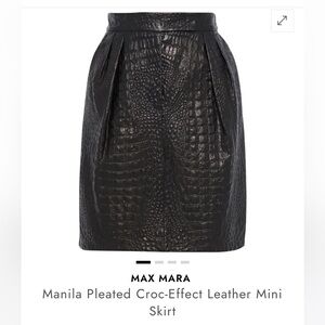 MaxMara Manila Black Pleated Croc-Effect Mini Skirt Size 4 EUC